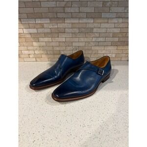 Magnanni Single Monk Dress Shoes Mens Size 10.5 Burnish & Navy Blue